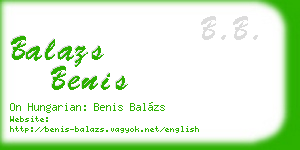 balazs benis business card